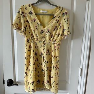 Yellow floral mini dress